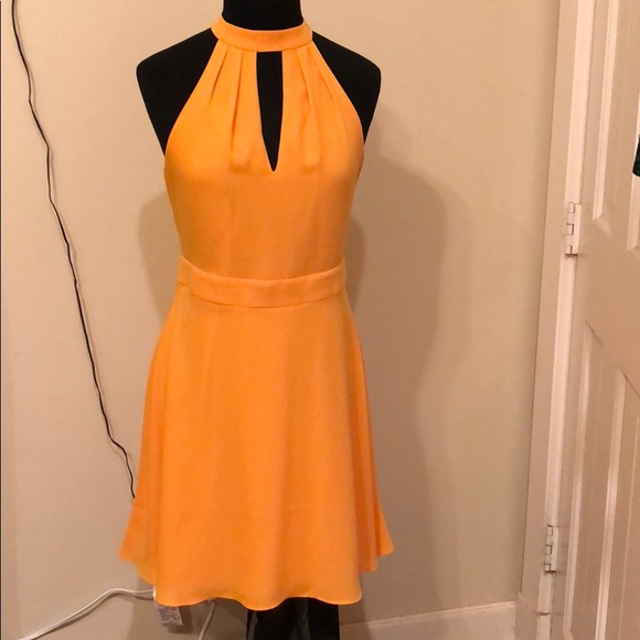 mustard yellow halter dress